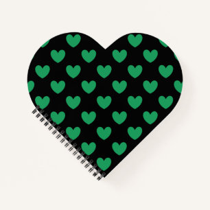 Carnet Kelly Coeurs polka vert sur noir