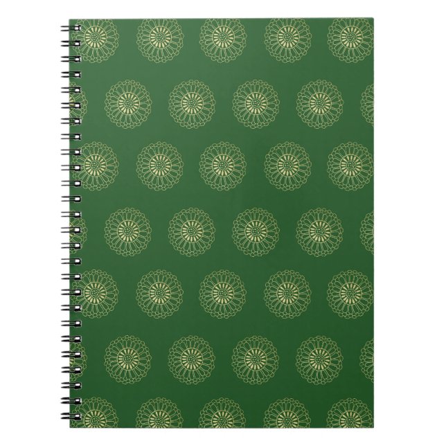 Carnet Kelly Green | Golden Zinnia Flower Medallions (Devant)