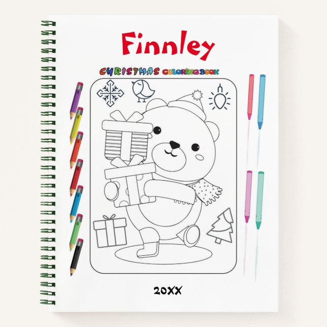 Carnet Kids Teddy Bear Christmas Coloring Sketbook (Devant)