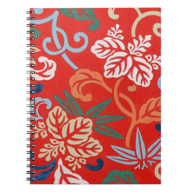Carnet Kimono japonais hawaïen rouge : Vintage floral (Devant)