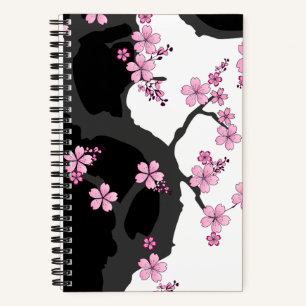 Carnet Kimono japonais Sakura noir et blanc