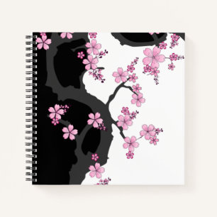 Carnet Kimono japonais Sakura noir et blanc