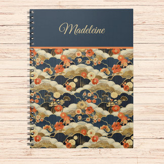 Carnet Kimono Turquoise Floral de style japonais