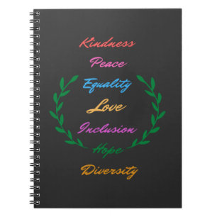 Carnet Kindness Peace Equality Love Inclusion Hope Divers