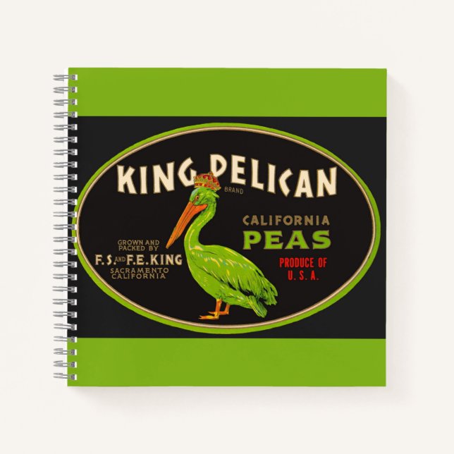 Carnet King Pelican California pois crate étiquette (Devant)