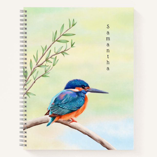 Carnet Kingfisher Aquarelle Bleu Orange Oiseau (Devant)