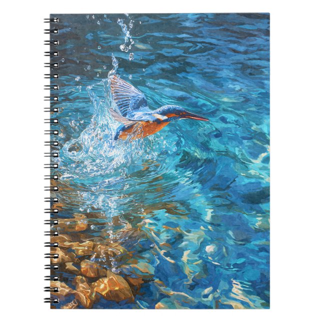 Carnet Kingfisher Splashing Clear Blue Water Art (Devant)
