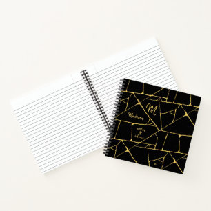 Carnet Kintsugi Gold Black Poterie japonaise Nom de l'art