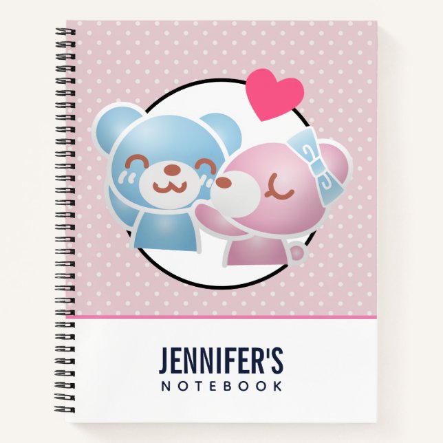Carnet Kissing Bears mignon et Kawaii (Devant)