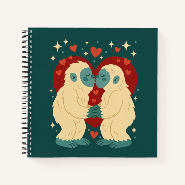 Carnet Kissing Yeti's Cryptid Valentine's Day Notebook (Devant)