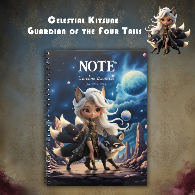 Carnet Kitsune Céleste – Gardien des Quatre Queues.  (Créateur téléchargé)