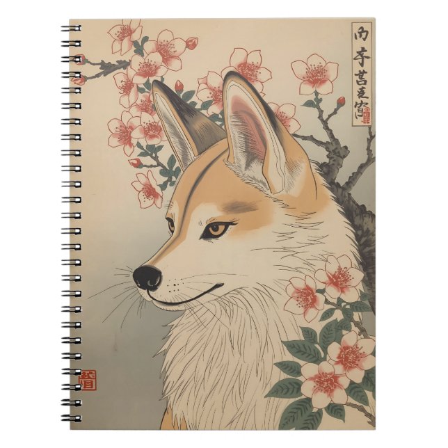 Carnet Kitsune & cherry blossom (Devant)