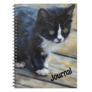 Carnet Kitten Cat Art noir et blanc Kitten Personal