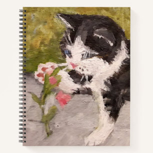 Carnet Kitten Jouer avec Fleur rose