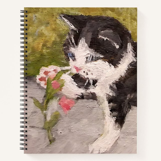 Carnet Kitten Jouer avec Fleur rose (Devant)