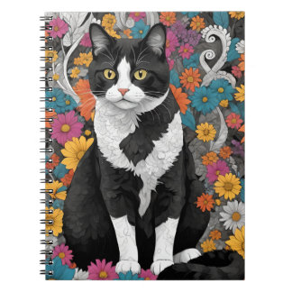 Carnet Kitty au milieu des fleurs