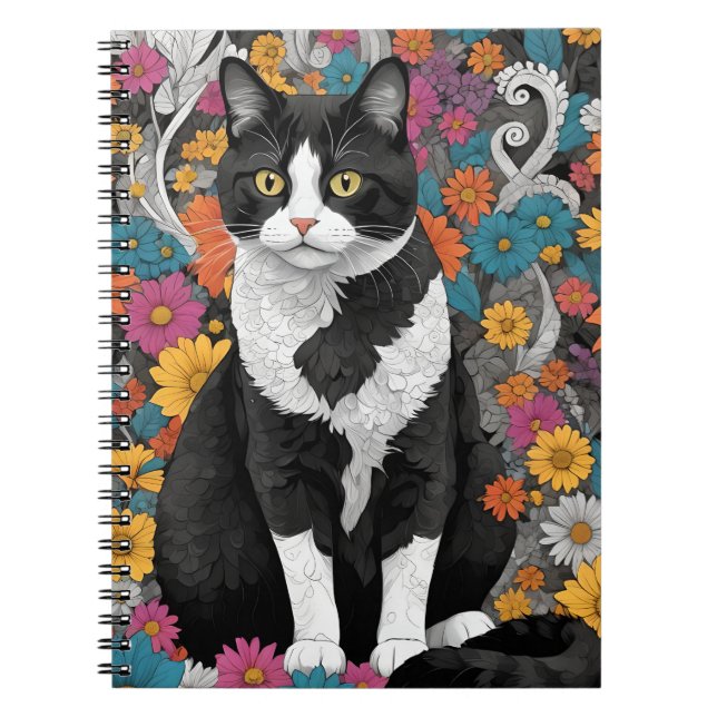 Carnet Kitty au milieu des fleurs (Devant)