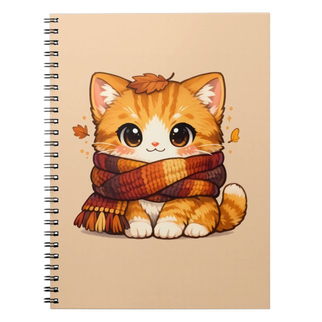 Carnet Kitty Écharpe Cosy d'Automne – Automne (Devant)