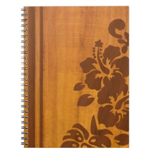 Carnet Koa Bois Hibiscus Floral avec des vibrations d'Île