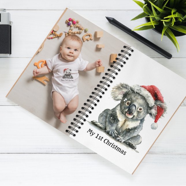 Carnet koala bébé en casquette de noël, personnalisable (Créateur téléchargé)