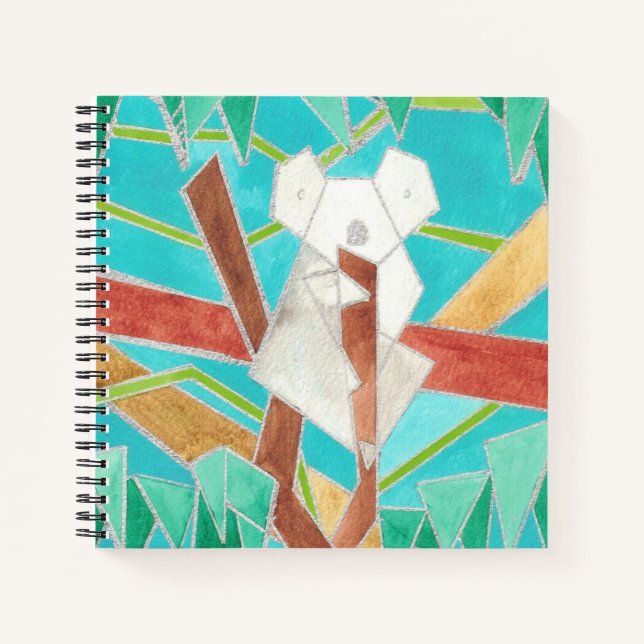 Carnet Koala dans l'arbre, art abstrait original (Devant)