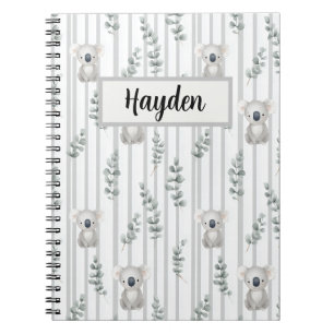 Carnet Koala et rayures grises 