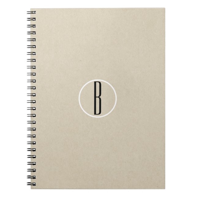 Carnet Kraft Brun Chic Monogramme Lettre Initiale Rustiqu (Devant)