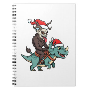 Carnet Krampus chevauchant un dinosaure Santa Noël Evil