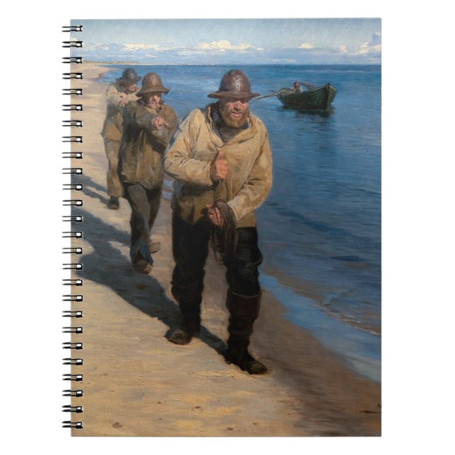 Carnet Kroyer - Trois pêcheurs tirant un bateau (Devant)