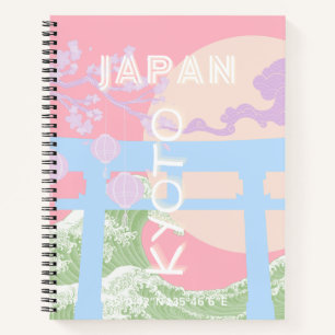 Carnet Kyoto Japan Travel Art, Pink Pastel Travel Art