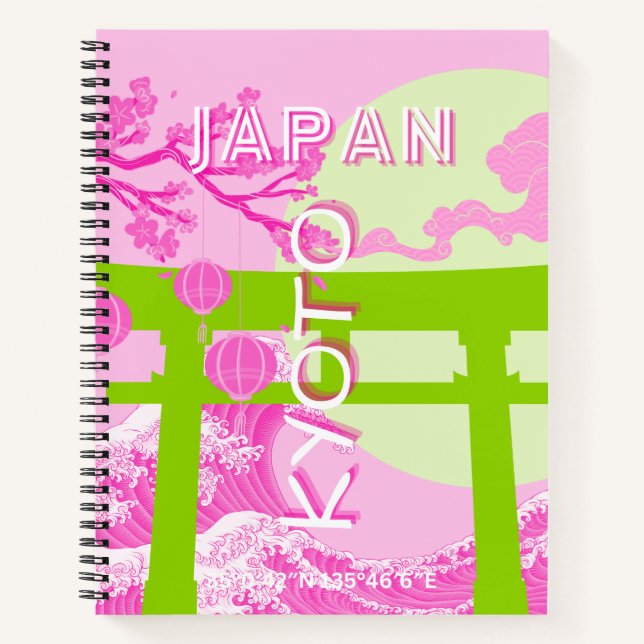 Carnet Kyoto Japan Travel Art, Pink Travel Art (Devant)