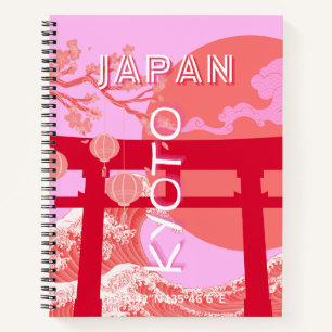 Carnet Kyoto Japon Travel Art, Art de Voyage rose