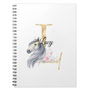 Carnet L lettre nom personnalisé monogramme avec cheval