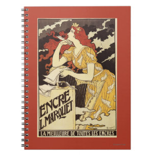 Carnet L. Marquet Ink Femme à tête rouge et harpe
