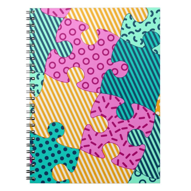 Carnet La bannière aux puzzles géométriques, Memphis back (Devant)