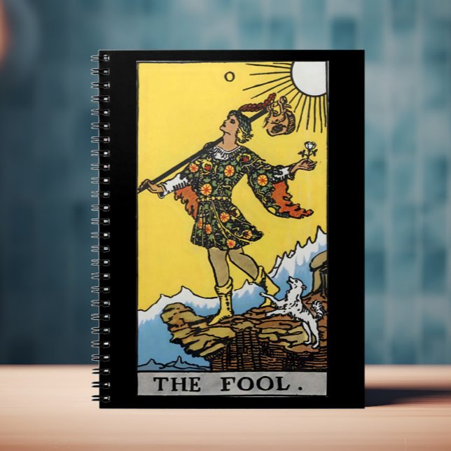 Carnet La carte fou Tarot (Notebook with The Fool tarot card on the front)
