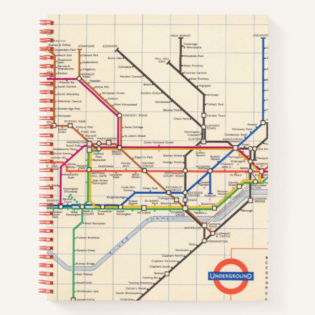 Carnet La carte métro de Londres (Devant)