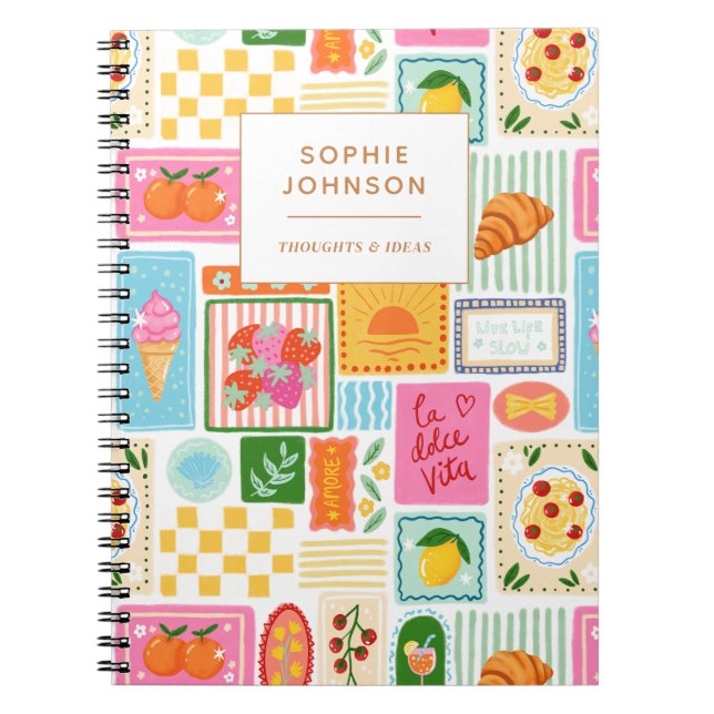 Carnet La Dolce Vita Italien Personnalisé Coloré (Devant)