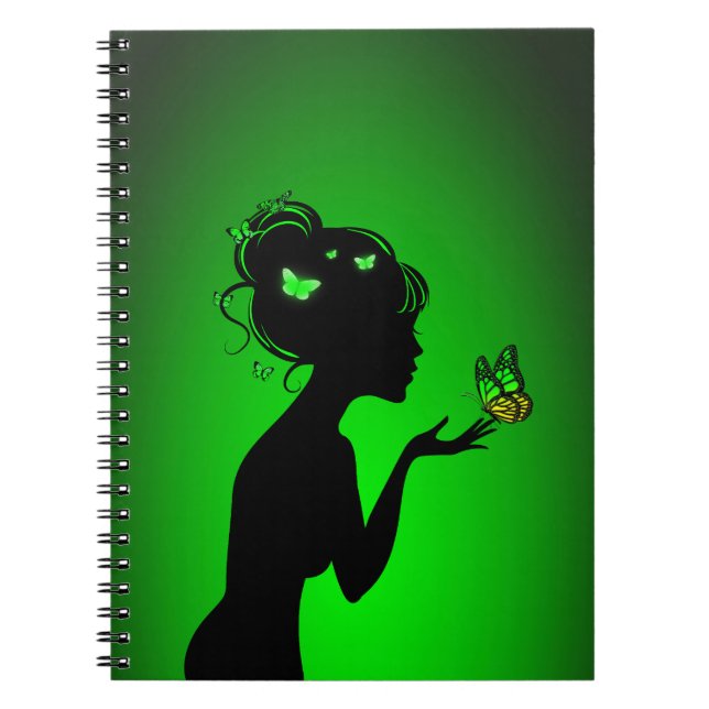 Carnet La femme aux papillons verts (Devant)