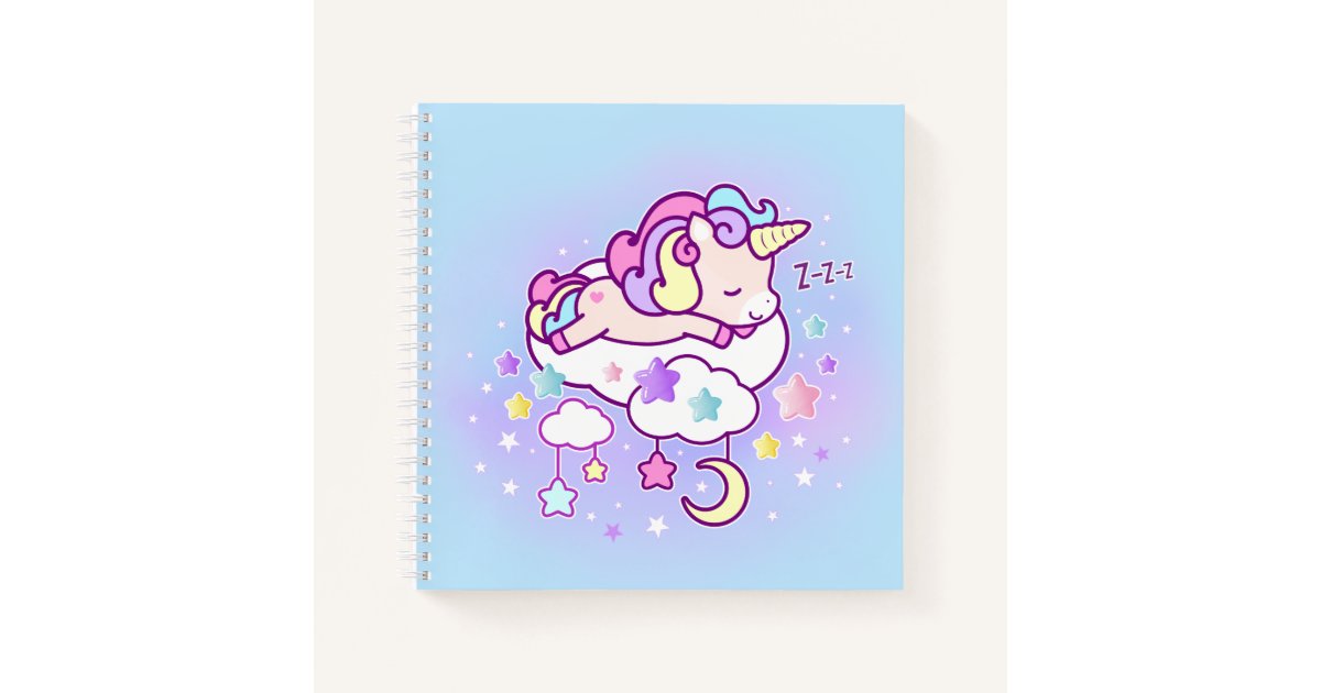 Carnet La Licorne En Pastel De Kawaii Avec Les Nuages Zazzle Fr