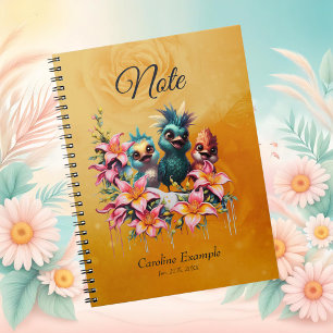 Carnet La magie des oiseaux dans une mer de fleurs 