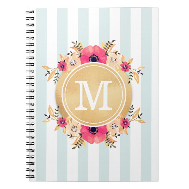 Carnet La menthe barre le monogramme d'or de Faux de (Devant)