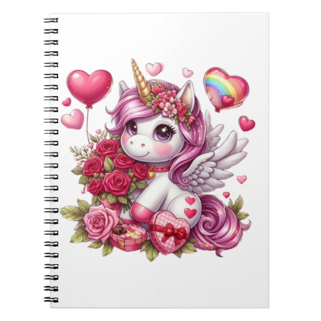 Carnet La mignonne Saint Valentin licorne (Devant)
