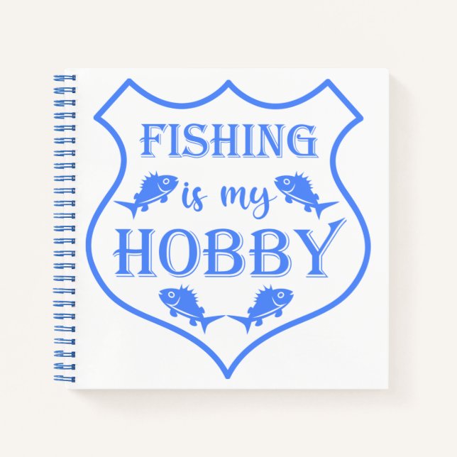 Carnet La pêche est mon passe-temps citation sur blason  (Devant)