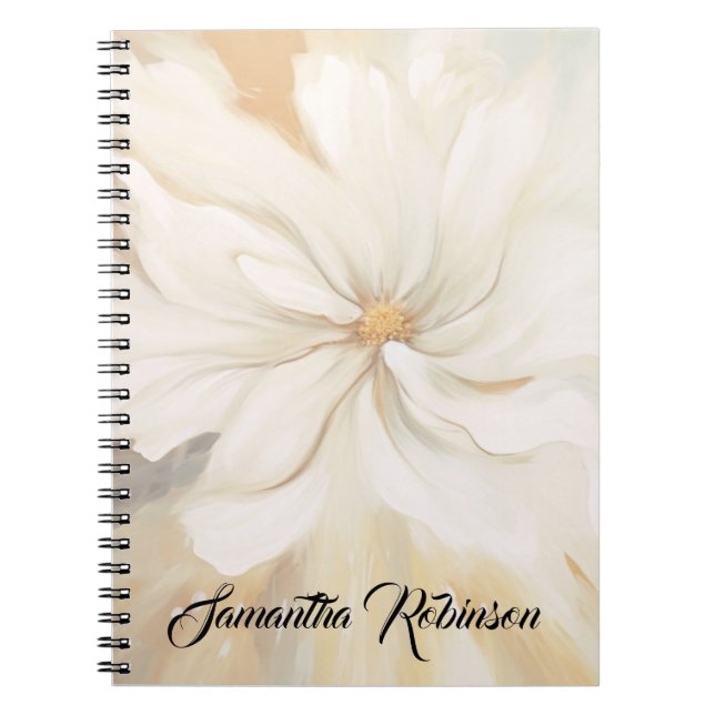 Carnet La peinture abstraite aux fleurs blanches. (Devant)