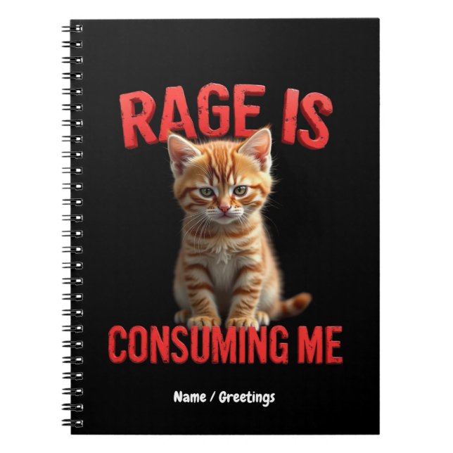 Carnet La rage me consomme Cute Kitten Chat, Feline drôle (Devant)