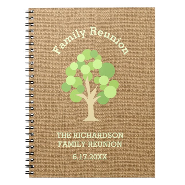 Carnet La Réunion de famille verte rustique mignonne (Devant)