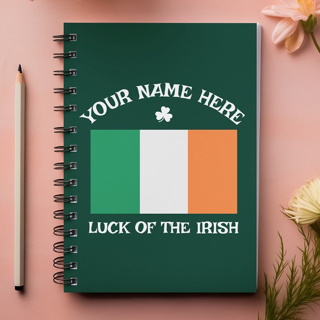 Carnet La Saint-Patrick Drapeau Irlande Nom Personnalisé  (Créateur téléchargé)