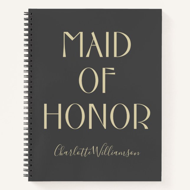 Carnet La servante d'honneur La typographie noire moderne (Devant)