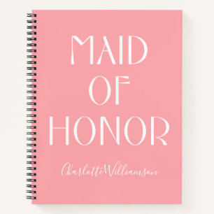 Carnet La servante d'honneur Typographie rose moderne Nom
